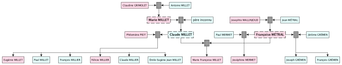 Branche de l'arbre MÉTRAL / MILLET (réalisé avec yED)